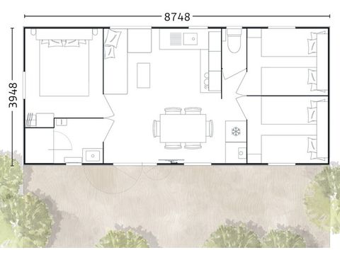 Mobilhome 6 personnes - Mobil-home | Premium | 3 Ch. | 6 Pers. | Terrasse Lounge | Clim. | TV