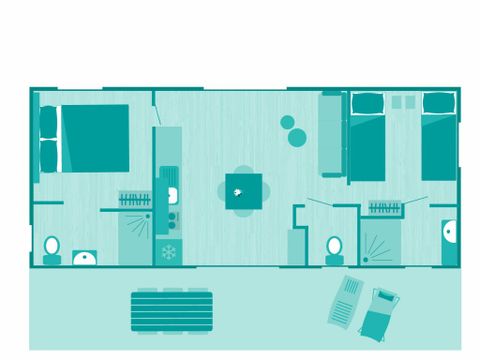 MOBILHOME 4 personnes - Ciela Prestige Key West 2 chambres dont une suite parentale