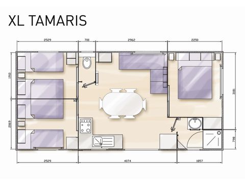 MOBILHOME 6 personnes - Confort 32m² (3 chambres) + terrasse semi-couverte 10m² + TV | 6 personnes