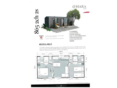 MOBILHOME 4 personnes -  Key West - 2 chambres - 2 salles de bains + TV + Spa