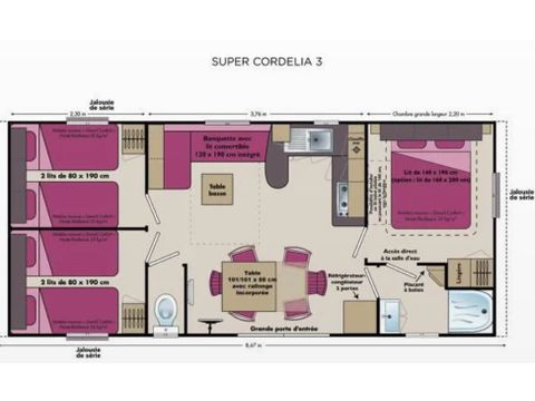 MOBILHOME 7 personnes - Family Plus 32m² - climatisé 6/7 pers
