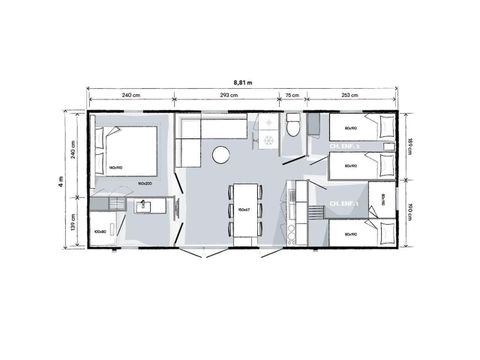 MOBILHOME 6 personnes - Family Premium - 35m² - climatisé 6 pers