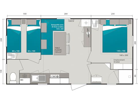 MOBILHOME 4 personnes - 2 chambres