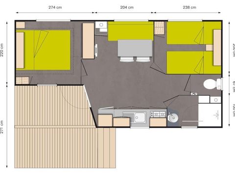 MOBILHOME 4 personnes - Cottage Saphir 4P. 2 chambres 1 salle de bain **