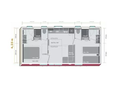 MOBILHOME 4 personnes - Cottage Rubis 4P. 2 chambres 2 salles de bain ****