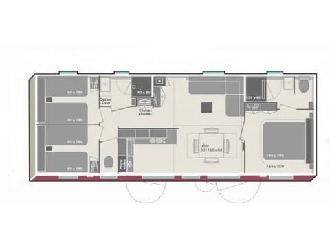 MOBILHOME 6 personnes - Cottage Rubis 6P. 3 chambres 2 salles de bain ****