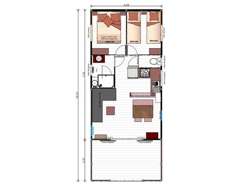 Tente en toile et en bois 5 personnes - Lodge Premium 32m² 2 ch (2024) 4/5 pers