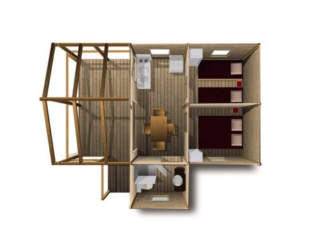 Tente en toile et en bois 5 personnes - CABANE PILOTIS