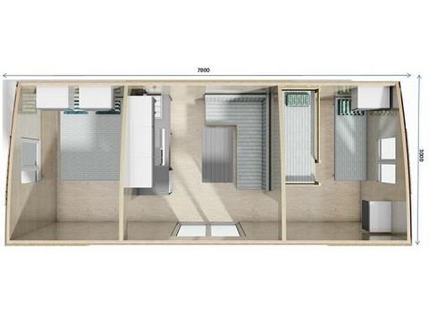 Mobilhome 4 personnes - Elite Toile & Bois 21m² - 2 chambres - Sans sanitaires - FORMULE - HÔTELIÈRE
