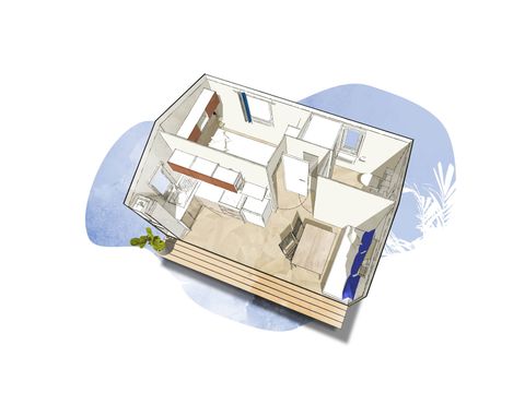 Mobilhome 2 personnes - Studio 20m² - 1 chambre - 1 lit - Double - FORMULE - HÔTELIÈRE