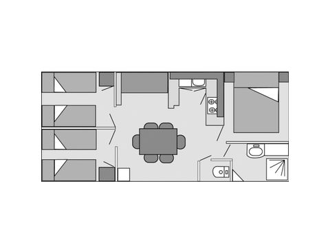 Mobilhome 6 personnes - Tamaris 30m² - 3 chambres - FORMULE - HÔTELIÈRE