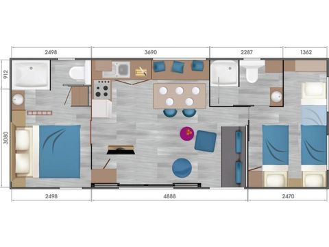 MOBILHOME 6 personnes - Premium Luxe  40m² (2ch-4/6 pers.)