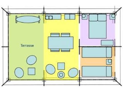 TENTE TOILE ET BOIS 5 personnes - LODGE sans sanitaires
