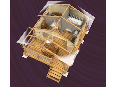Tente en toile et en bois 5 personnes - Tente Lodge BALI