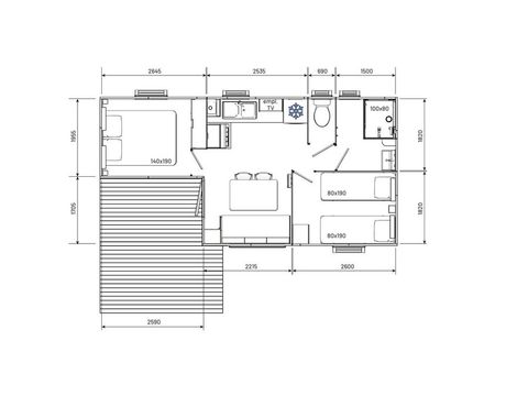 MOBILHOME 4 personnes - Ciela Confort Compact - 2 chambres