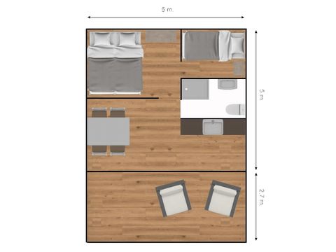 Tente en toile et en bois 4 personnes - Tente safari de luxe Woody 25