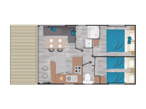BUNGALOW 4 personnes - Bungalow Premium 2 chambres 4 pers
