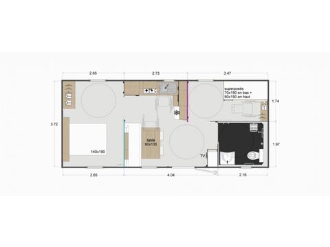 Mobilhome 4 personnes - 2 chambres - EDEN - PMR - CLIM - TV