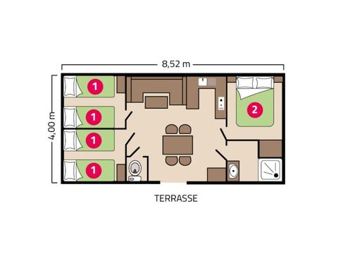 MOBILHOME 6 personnes - Famille Éco 6 personnes