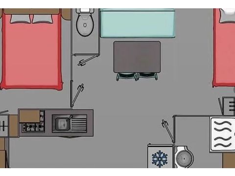 Mobilhome 3 personnes - CONFORT Mobil home 1ch. VANILLA (2016) 22m² + Terrasse semi-couverte 2/3 pers