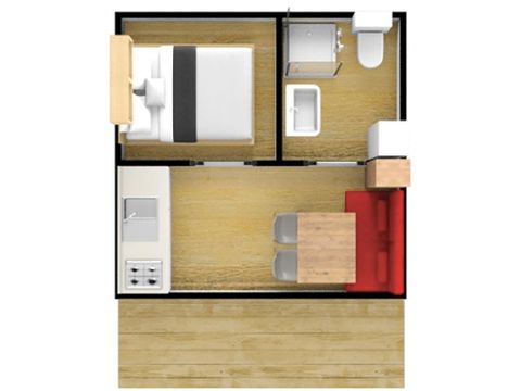 CHALET 2 personnes - Chalet 1 chambre avec terrasse couverte
