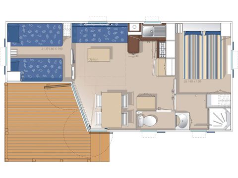 MOBILHOME 4 personnes - Mobil-home Moorea (D) - 2 chambres - 28m² 4 pers