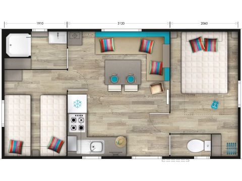 MOBILHOME 4 personnes - Mobil-home Moana - 2 chambres - 28m² 4 pers