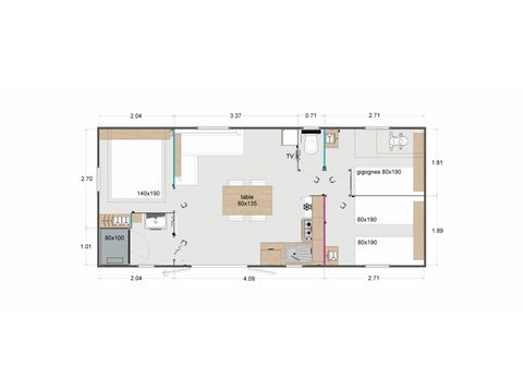 MOBILHOME 6 personnes - Prémium SPA CLIM LV 3 chambres 33m²