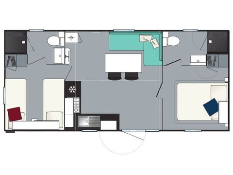 Mobilhome 6 personnes - Evasion+ - 2 chambres - 2 salles de bain 31m²