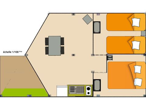 Tente en toile et en bois 4 personnes - Tente Lodge 4P