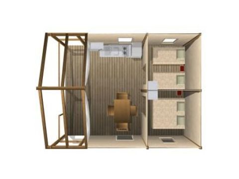 Tente en toile et en bois 1/4 personnes - ECOLODGE - SAHARI - 2 chambres - Sans sanitaire