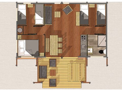 TENTE TOILE ET BOIS 7 personnes - Safari Lodge