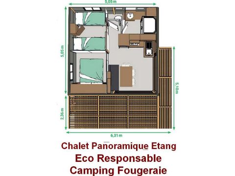 Chalet 5 personnes - Panoramique Etang - 2 chambres