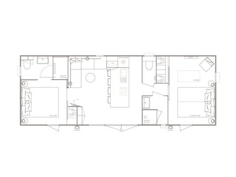 MOBILHOME 4 personnes - Cottage Palma 4 pers 2 Ch 2 Sdb Premium