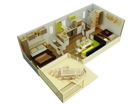 Mobilhome 4 personnes - Pacifique 2007 29m2 avec TV