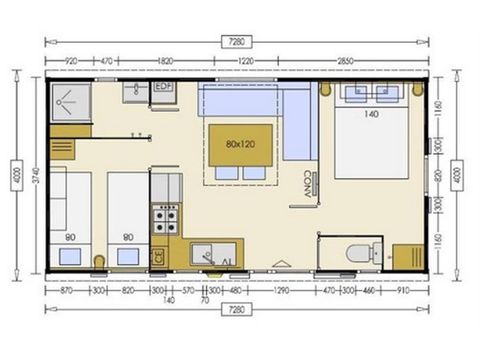 Mobilhome 4 personnes - 2 chambres Confort + Ibiza