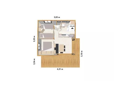 Chalet 4 personnes - Prestige 2 chambres 5 personnes, Terrasse couverte, TV, LV, CLIM, 25m² (2025)