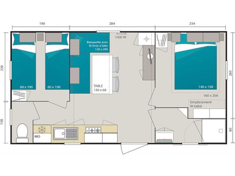 MOBILHOME 5 personnes - Sunny 27 m² (2ch - 4/5 pers) + TV