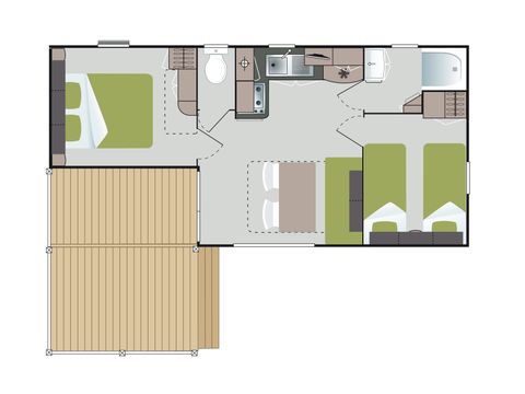 MOBILHOME 5 personnes - Loggia Privilège 26 m² (2ch - 4/5 pers) + TV + LV