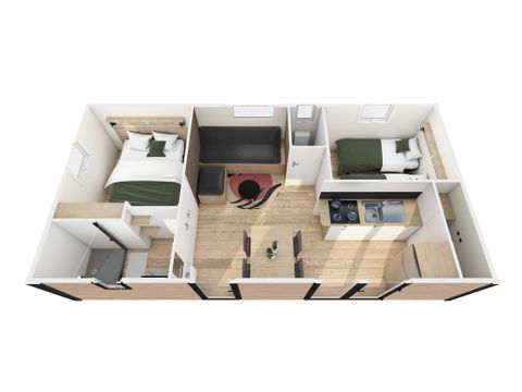 MOBILHOME 4 personnes - Cosy Home Flower 29m² (2ch - 4 pers) + CLIM + TV + LV