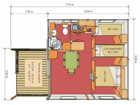 CHALET 5 personnes - 25 m² (2ch - 5 pers) + TV