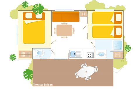 MOBILHOME 4 personnes - Classic | 2 Ch. | 4 Pers. | Terrasse Surélevée