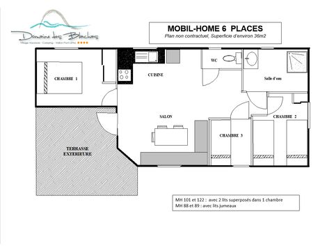 MOBILHOME 6 personnes - 6 avec terrasse + Climatisation + TV - 36m²