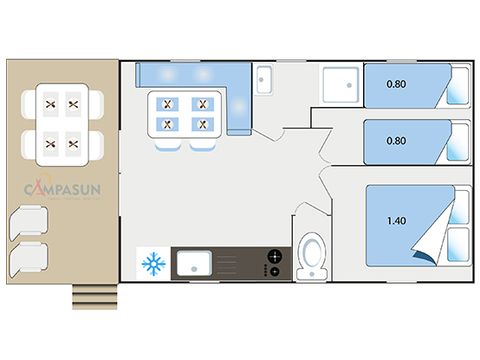 MOBILHOME 4 personnes - Méditerranée - 24m² - 2 chambres
