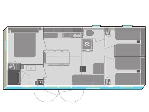 Mobilhome 6 personnes - Loisir+ 6 personnes 3 chambres 32m²