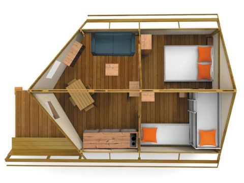 Bungalow toilé 5 personnes - Bungalow toilé Junior 5 personnes 2 chambres 21m² - sans sanitaires