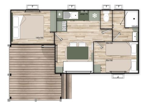 MOBILHOME 4 personnes - COTTAGE PRIVILEGE - Vue Réserve Africaine
