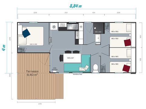 MOBILHOME 8 personnes - Loggia - 3 chambres