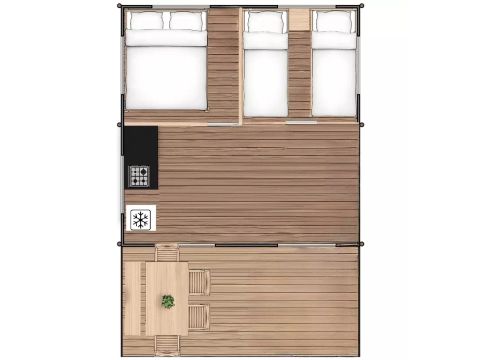 BUNGALOW TOILÉ 5 personnes - Bungalow Toilé Luxe 3 Pièces 5 Personnes Sans Sanitaire