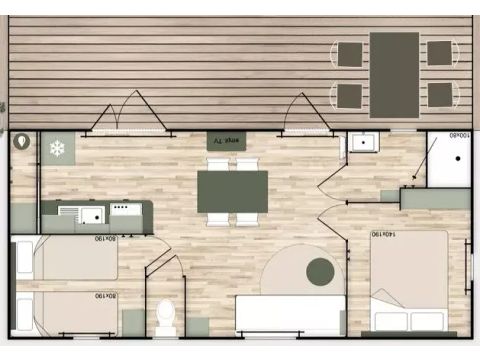 MOBILHOME 6 personnes - Mobil Home Terracotta 3 Pièces 4/6 Personnes